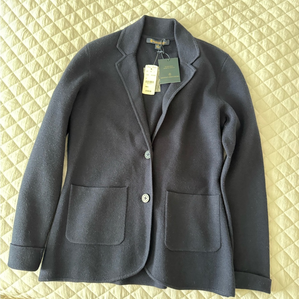 Brooks Brothers Navy Sweater Blazer Jacket
